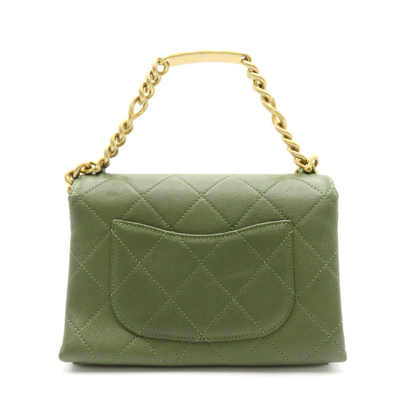 Chanel Chain Matelasse Green Bag Shoulder Caviar Skin Olive - Picture 1 of 10